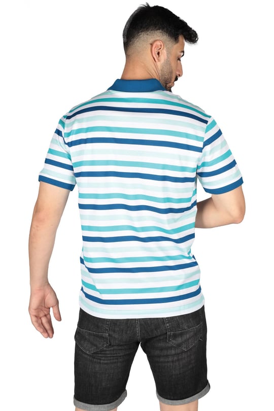 Paul Shark Paul Shark Erkek Pamuklu Regular Fit Çizgili Kısa Kollu Mavi-Beyaz Polo Yaka T-Shirt 23411342-205