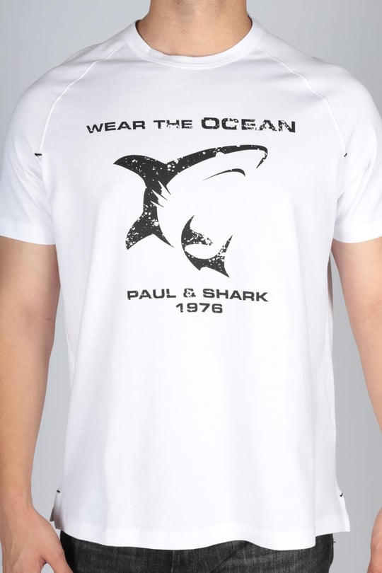 Paul Shark Paul Shark Erkek Pamuklu Regular Fit Düz Kısa Kollu Beyaz T-Shirt 23411018-010