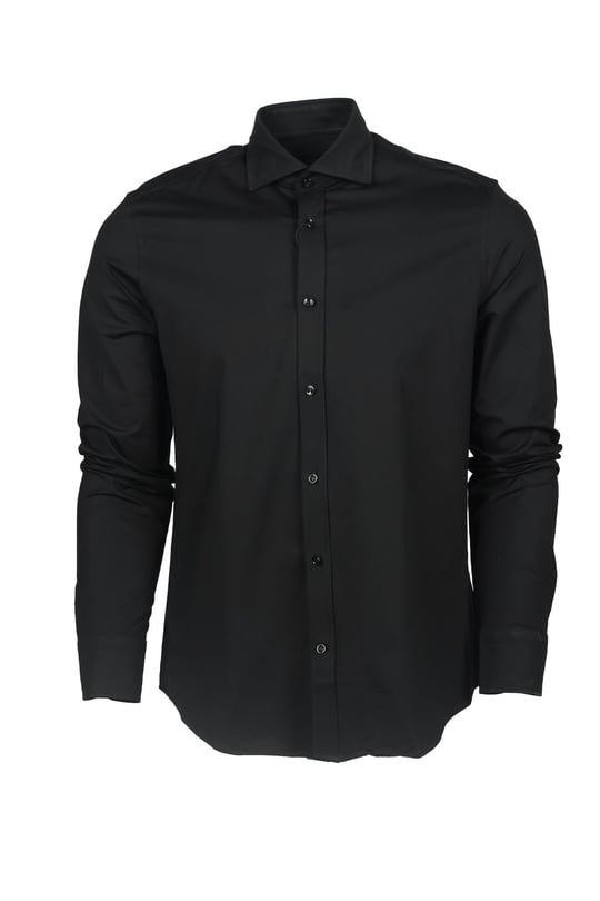 Paul Shark Paul Shark Erkek Pamuklu Slim Fit  İnce Düğme Kapamalı Siyah Gömlek C0P3065-011