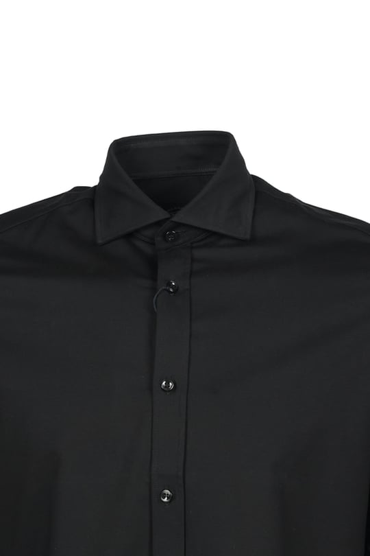 Paul Shark Paul Shark Erkek Pamuklu Slim Fit  İnce Düğme Kapamalı Siyah Gömlek C0P3065-011