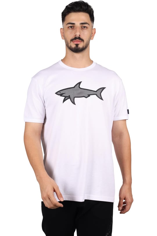 Paul Shark Paul Shark Erkek Pamuklu Yuvarlak Yaka Marka Logolu Beyaz T-Shirt 22411072-010