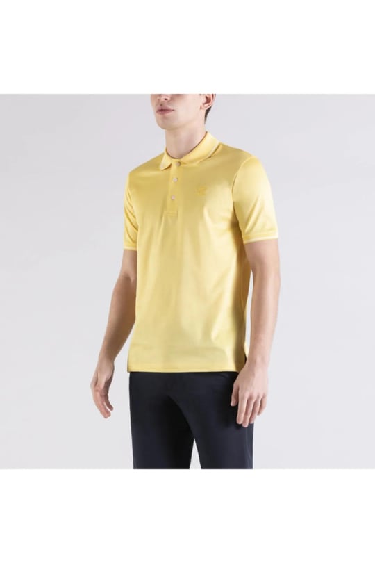 Paul Shark Paul Shark Erkek Polo Yaka Düğme Kapamalı Kısa Kollu Sarı Polo Yaka T-Shirt 21411218-205
