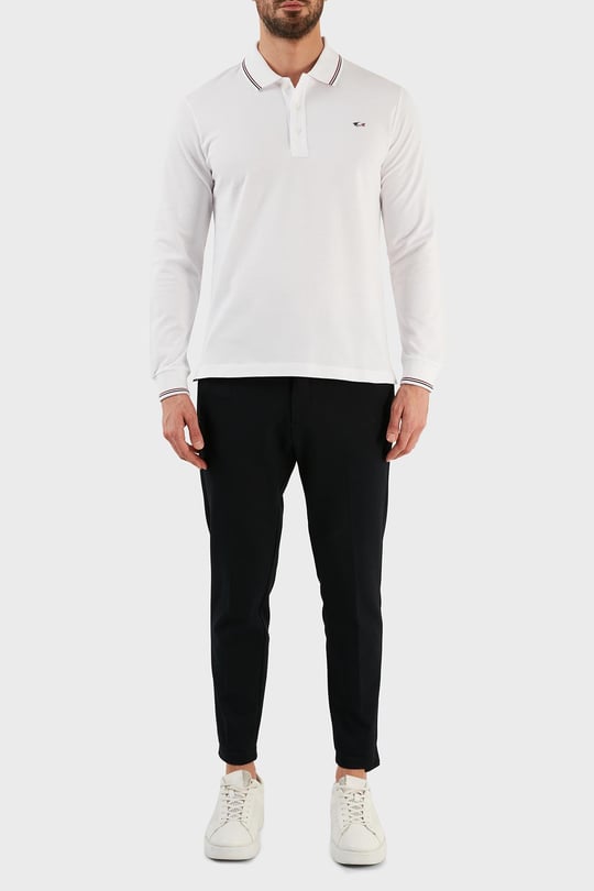 Paul Shark Paul Shark Erkek Polo Yaka Düğme Kapamalı Kısa Kollu Beyaz Polo Yaka T-Shirt 12311726A-010