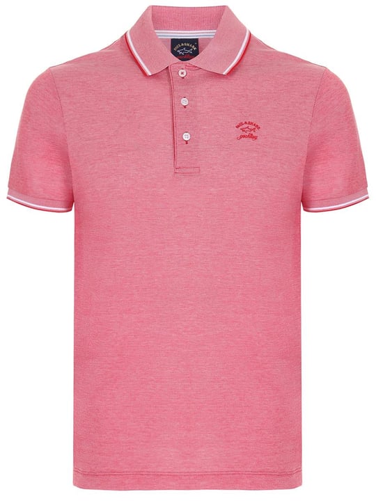Paul Shark Paul Shark Erkek Polo Yaka Düğme Kapamalı Kısa Kollu Kırmızı Büyük Beden Polo Yaka T-Shirt 21411218A-577