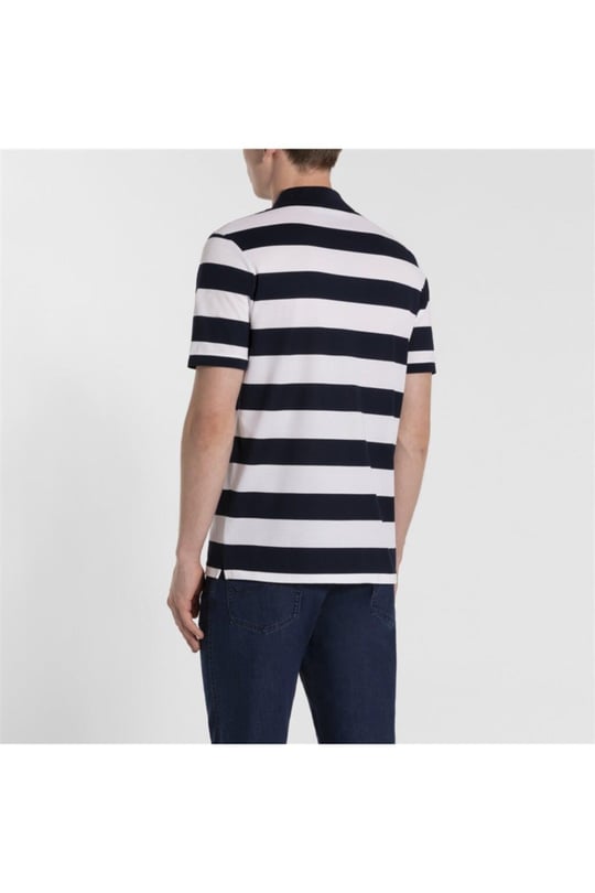 Paul Shark Paul Shark Erkek Polo Yaka Düğme Kapamalı Kısa Kollu Mavi-Beyaz Polo Yaka T-Shirt COP1012-139