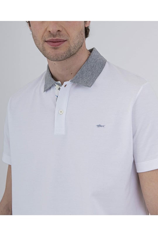 Paul Shark Paul Shark Erkek Polo Yaka Düğme Kapamalı Kısa Kollu Beyaz Polo Yaka T-Shirt 22411353-010