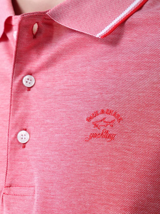 Paul Shark Paul Shark Erkek Polo Yaka Düğme Kapamalı Kısa Kollu Kırmızı Büyük Beden Polo Yaka T-Shirt 21411218A-577