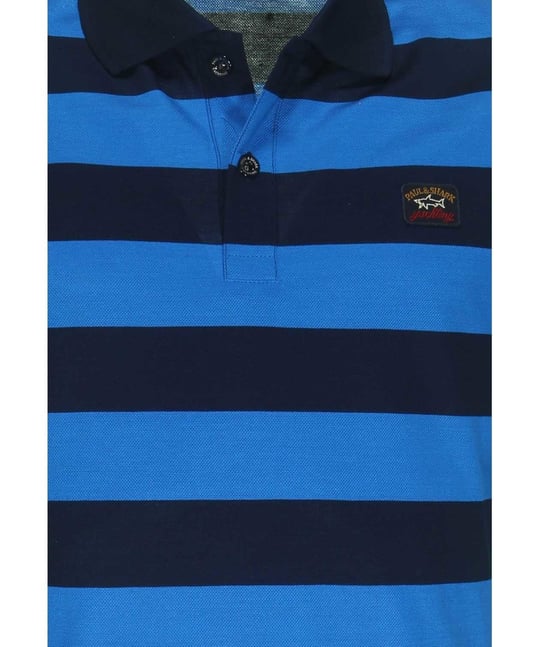 Paul Shark Paul Shark Erkek Polo Yaka Düğme Kapamalı Kısa Kollu Mavi Polo Yaka T-Shirt COP1012-144
