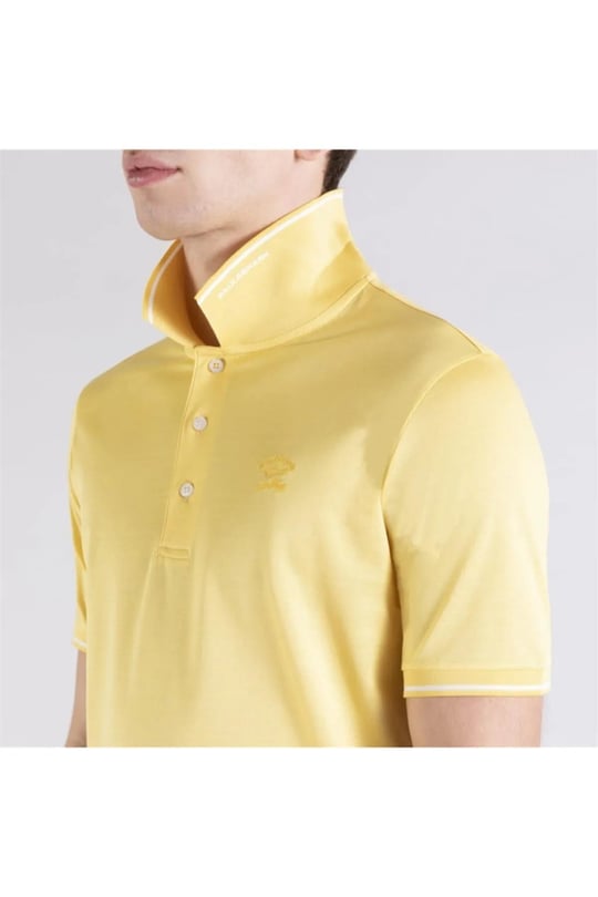 Paul Shark Paul Shark Erkek Polo Yaka Düğme Kapamalı Kısa Kollu Sarı Polo Yaka T-Shirt 21411218-205