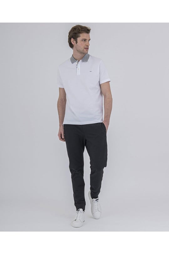 Paul Shark Paul Shark Erkek Polo Yaka Düğme Kapamalı Kısa Kollu Beyaz Polo Yaka T-Shirt 22411353-010
