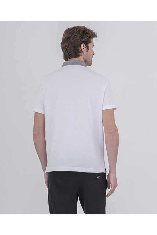 Paul Shark Paul Shark Erkek Polo Yaka Düğme Kapamalı Kısa Kollu Beyaz Polo Yaka T-Shirt 22411353-010