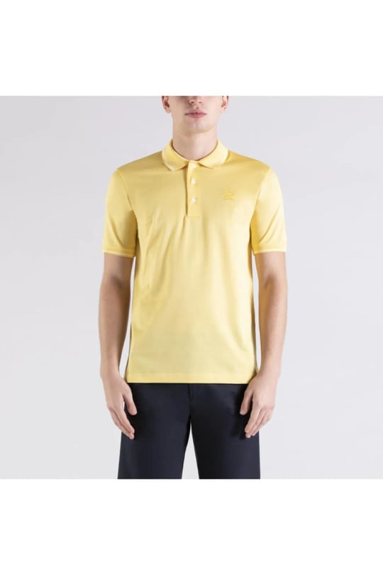 Paul Shark Paul Shark Erkek Polo Yaka Düğme Kapamalı Kısa Kollu Sarı Polo Yaka T-Shirt 21411218-205