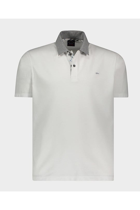 Paul Shark Paul Shark Erkek Polo Yaka Düğme Kapamalı Kısa Kollu Beyaz Polo Yaka T-Shirt 22411353-010
