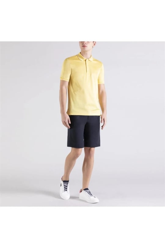 Paul Shark Paul Shark Erkek Polo Yaka Düğme Kapamalı Kısa Kollu Sarı Polo Yaka T-Shirt 21411218-205
