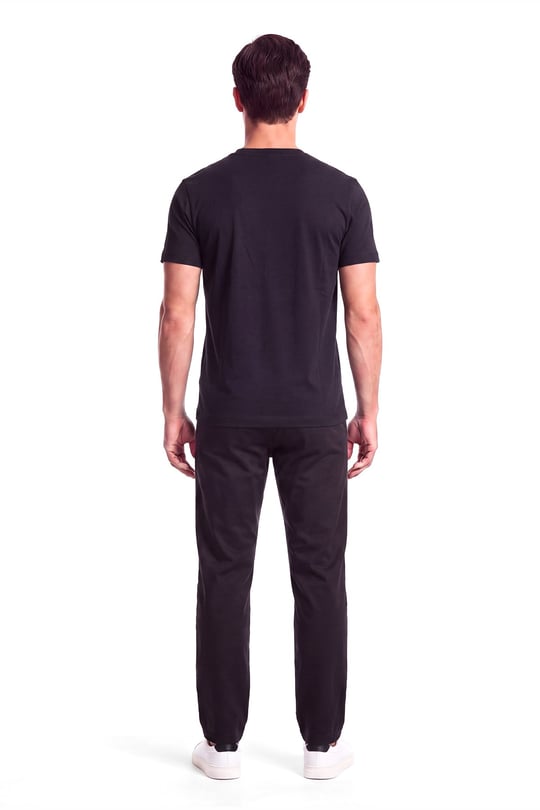 Paul Shark Paul Shark Erkek Rahat Kalıp Logo Kabartmalı Pamuklu Kısa Kollu Siyah T-Shirt 16311601A-011