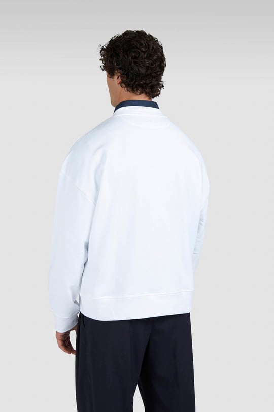 Paul Shark Paul Shark Erkek Rahat Kalıp Büyük Shark Logolu Pamuklu Uzun Kollu Beyaz Sweatshirt 15311848-965