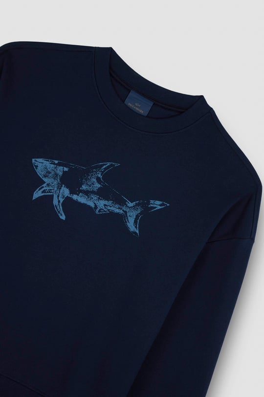 Paul Shark Paul Shark Erkek Rahat Kalıp Büyük Shark Logolu Pamuklu Uzun Kollu Lacivert Sweatshirt 15311848-050