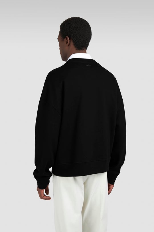Paul Shark Paul Shark Erkek Rahat Kalıp Büyük Shark Logolu Pamuklu Uzun Kollu Siyah Sweatshirt 15311848-011