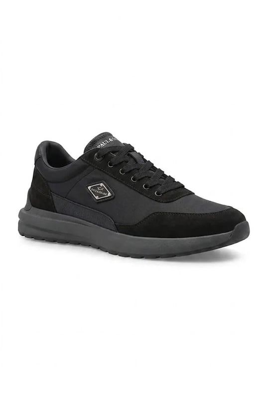 Paul Shark Paul Shark Erkek Rahat Taban Hakiki Deri Karışımlı Logo Plakalı Siyah Sneaker 16318021-011