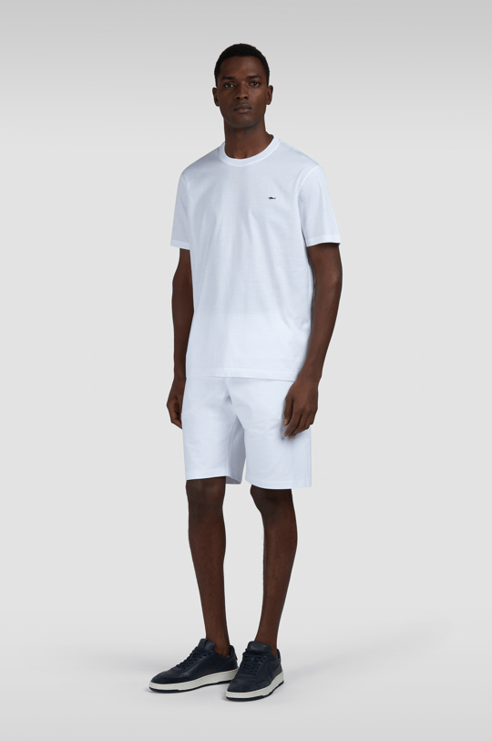 Paul Shark Paul Shark Erkek Regular Fit Ribanalı Yakalı Metalik Logo Detaylı Pamuklu Kısa Kollu Beyaz T-Shirt 99311005-010