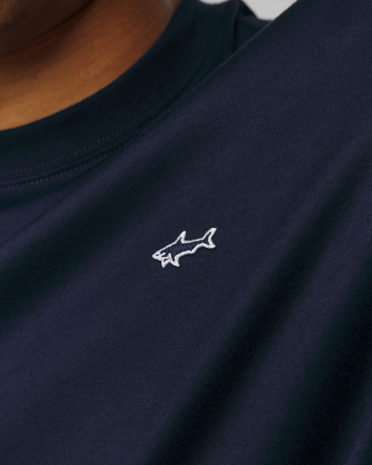 Paul Shark Paul Shark Erkek Regular Fit Ribanalı Yakalı Metalik Logo Detaylı Pamuklu Kısa Kollu Lacivert T-Shirt 99311005-013