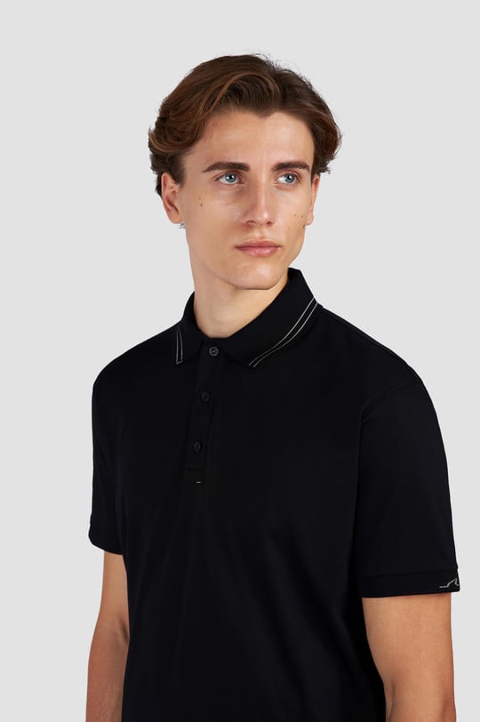 Paul Shark Paul Shark Erkek Regular Fit Pamuklu Kısa Kollu Siyah-Gümüş Polo Yaka T-Shirt 15311724-11D