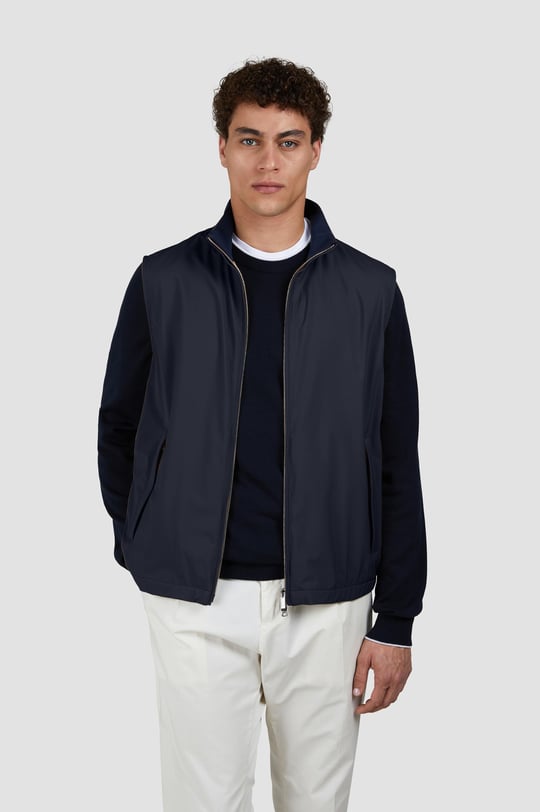 Paul Shark Paul Shark Erkek Regular Fit Dik Yaka Fermuarlı İç Cepli Lacivert Yelek 25412621-013