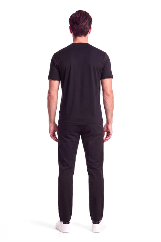 Paul Shark Paul Shark Erkek Regular Fit Yuvarlak Yakalı Metalik Logo Detaylı Kısa Kollu Siyah T-Shirt 16311614SM-011