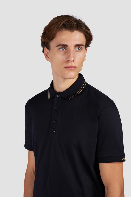 Paul Shark Paul Shark Erkek Regular Fit Pamuklu Kısa Kollu Lacivert-Gold Polo Yaka T-Shirt 15311724-50E