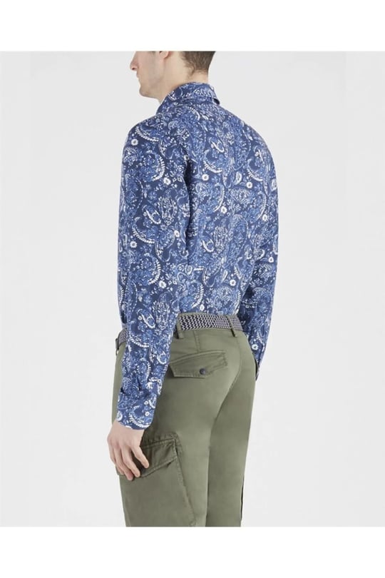 Paul Shark Paul Shark Erkek Regular Fit Desenli Uzun Kol Mavi1 Gömlek 21413426-100