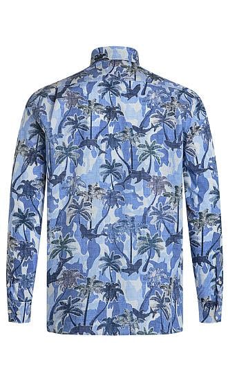 Paul Shark Paul Shark Erkek Regular Fit Desenli Uzun Kol Mavi Gömlek 23413274J-101