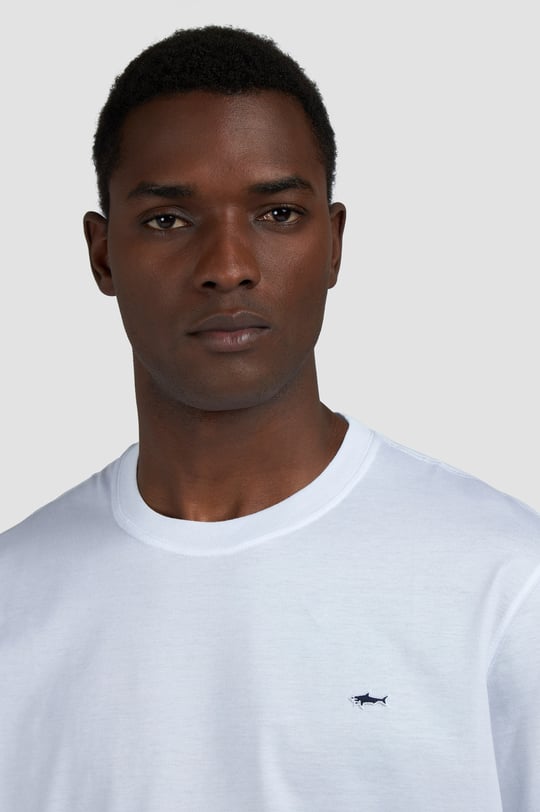 Paul Shark Paul Shark Erkek Regular Fit Ribanalı Yakalı Metalik Logo Detaylı Pamuklu Kısa Kollu Beyaz T-Shirt 99311005-010