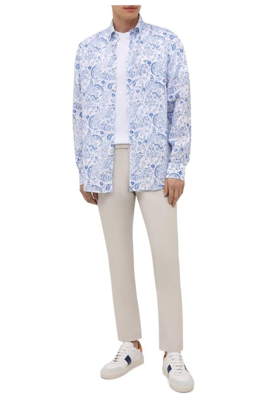 Paul Shark Paul Shark Erkek Regular Fit Desenli Uzun Kol Mavi Gömlek 21413426-001