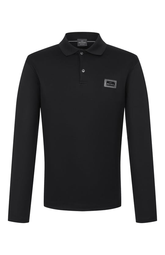 Paul Shark Paul Shark Erkek Regular Fit Pamuklu Logo Etiketli Uzun Kollu Siyah Polo Yaka T-Shirt 16311728-11D