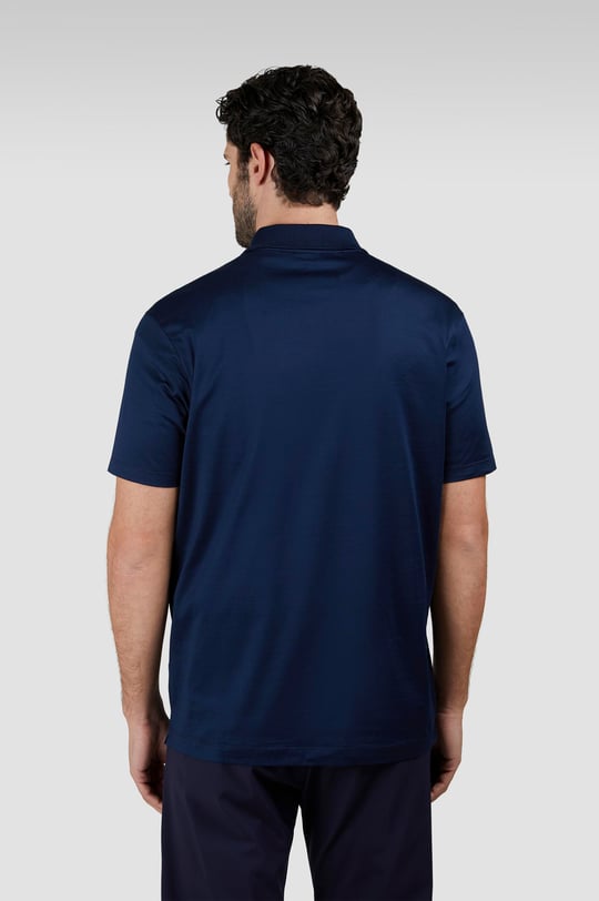 Paul Shark Paul Shark Erkek Regular Fit %100 Pamuklu Kısa Kollu Yarım Fermuarlı Lacivert Polo Yaka T-Shirt 25411320-013
