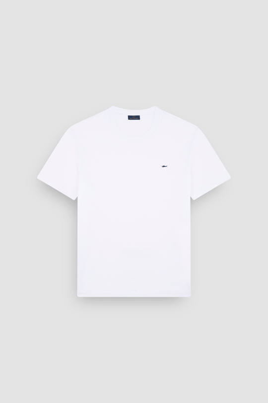 Paul Shark Paul Shark Erkek Regular Fit Ribanalı Yakalı Metalik Logo Detaylı Pamuklu Kısa Kollu Beyaz T-Shirt 99311005-010