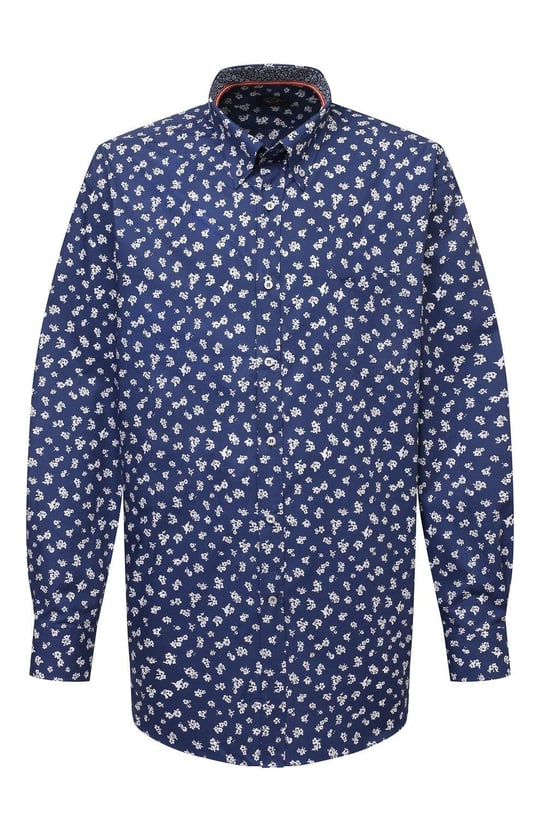 Paul Shark Paul Shark Erkek Regular Fit Desenli Uzun Kol Lacivert-Beyaz Gömlek 21413446-001