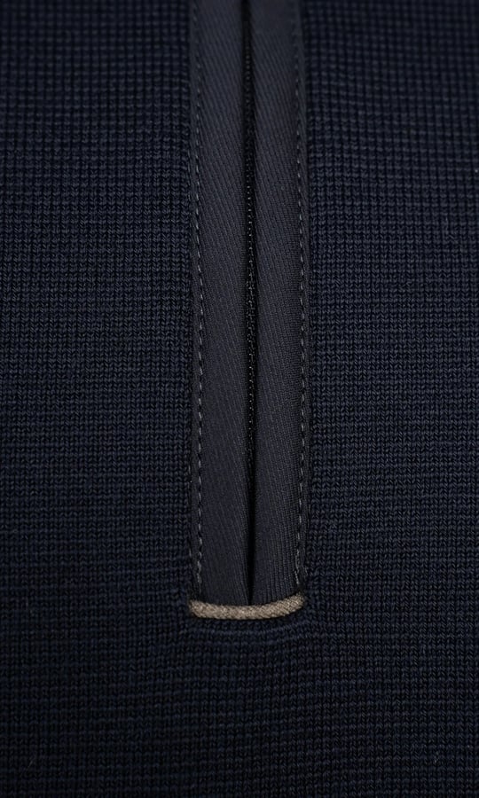 Paul Shark Paul Shark Erkek Regular Fit Yün Yarım Fermuarlı İpek Karışımlı Ribana Detaylı Uzun Kollu Lacivert Kazak 16311149-940