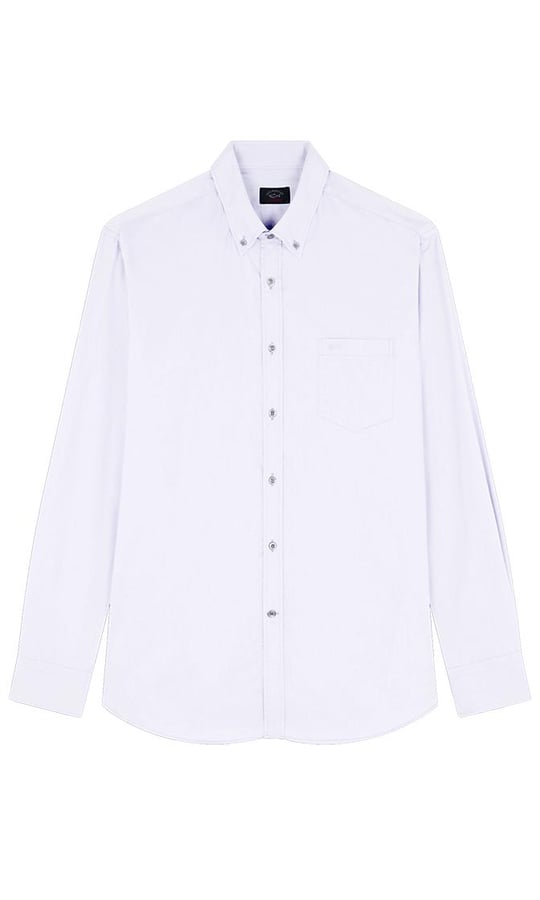 Paul Shark Paul Shark Erkek Regular Fit Gömlek Yaka Uzun Kollu Beyaz Gömlek 13313105D-010