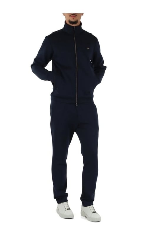 Paul Shark Paul Shark Erkek Regular Fit Metalik Logolu Dik Yakalı Beli İp Bağlamalı Modal ve Pamuk Karışımlı Lacivert Eşofman Takımı 16311901A-51E