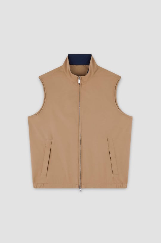 Paul Shark Paul Shark Erkek Regular Fit Dik Yaka Fermuarlı İç Cepli Kahverengi Yelek 25412621-627