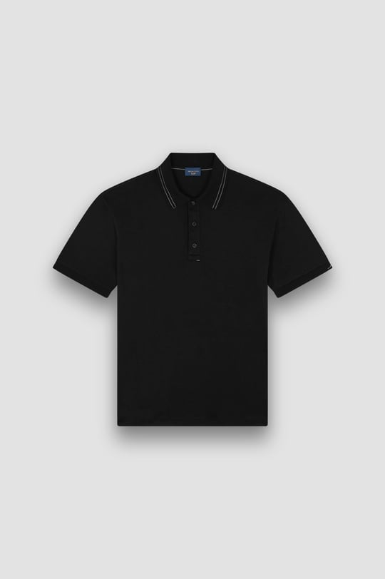 Paul Shark Paul Shark Erkek Regular Fit Pamuklu Kısa Kollu Siyah-Gümüş Polo Yaka T-Shirt 15311724-11D