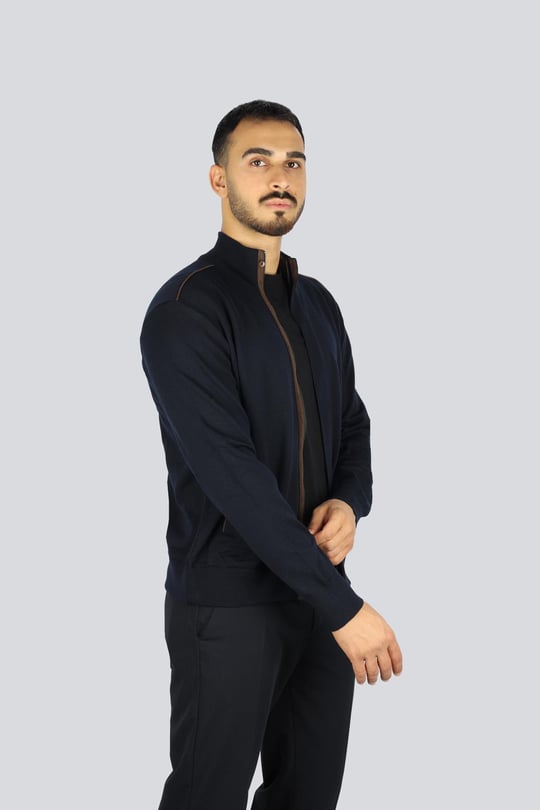 Paul Shark Paul Shark Erkek Regular Fit %100 Yün Dik Yaka Uzun Kollu Lacivert Hırka 15311203-050