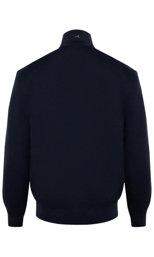 Paul Shark Paul Shark Erkek Regular Fit Yün Yarım Fermuarlı İpek Karışımlı Ribana Detaylı Uzun Kollu Lacivert Kazak 16311149-940