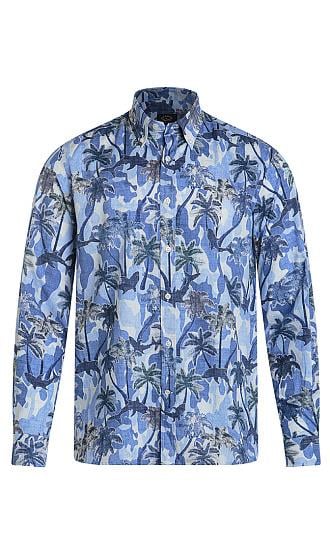 Paul Shark Paul Shark Erkek Regular Fit Desenli Uzun Kol Mavi Gömlek 23413274J-101