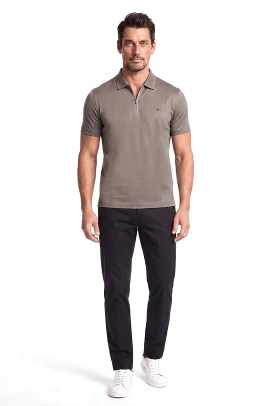 Paul Shark Paul Shark Erkek Regular Fit Logo Detaylı Pamuklu Kısa Kollu Kahverengi Polo Yaka T-Shirt 26411262SM-323