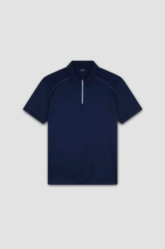 Paul Shark Paul Shark Erkek Regular Fit %100 Pamuklu Kısa Kollu Yarım Fermuarlı Lacivert Polo Yaka T-Shirt 25411320-013