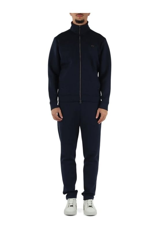 Paul Shark Paul Shark Erkek Regular Fit Metalik Logolu Dik Yakalı Beli İp Bağlamalı Modal ve Pamuk Karışımlı Lacivert Eşofman Takımı 16311901A-51E
