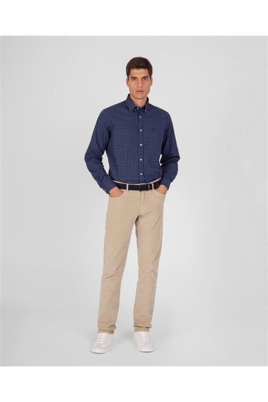 Paul Shark Paul Shark Erkek Relaxed Fit Pamuklu Düğmeli Lacivert Gömlek 11313103JF-007