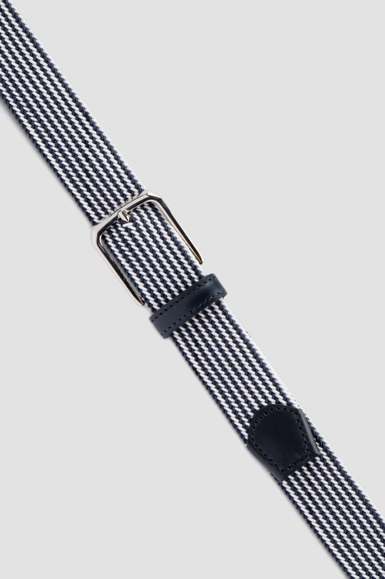 Paul Shark Paul Shark Erkek Şerit Çizgili Metal Tokalı Bej - Mavi Kemer 24416010-W10